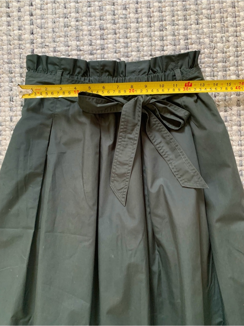 H&M Olive Green Paperbag Midi A-Line Skirt - Picture 5 of 8